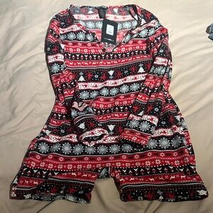 Fashion Nova Red and Black Holiday Pajama Set